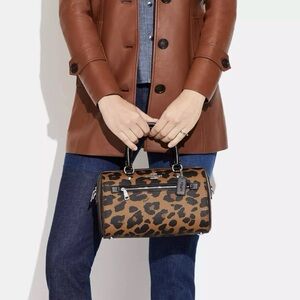 Coach, Rowan Satchel In Signature Canvas With Leopard Print